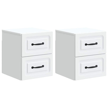 Wandbeugel Bedkast 2 pcs Wit 34,5 x 33 x 40 cm Bewerkt hout