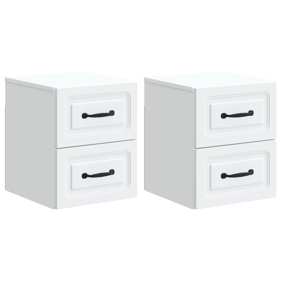 Wandbeugel Bedkast 2 pcs Wit 34,5 x 33 x 40 cm Bewerkt hout