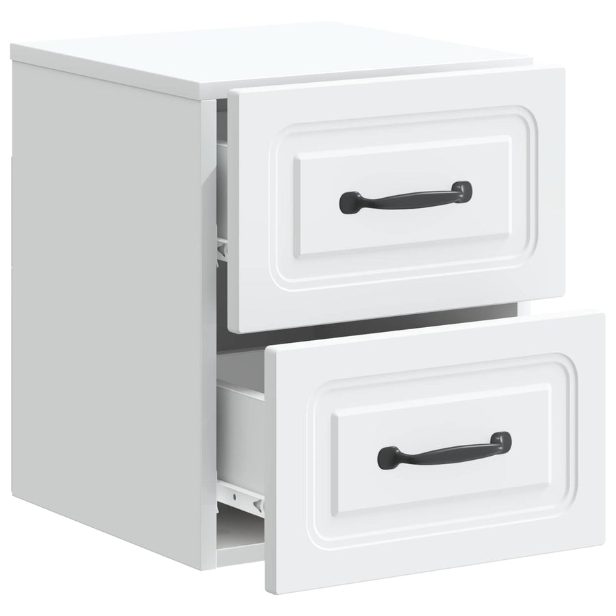 Wandbeugel Bedkast 2 pcs Wit 34,5 x 33 x 40 cm Bewerkt hout