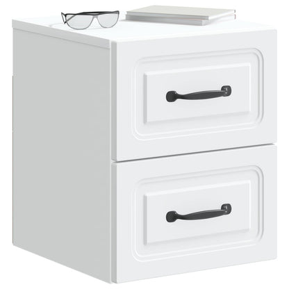Wandbeugel Bedkast 2 pcs Wit 34,5 x 33 x 40 cm Bewerkt hout