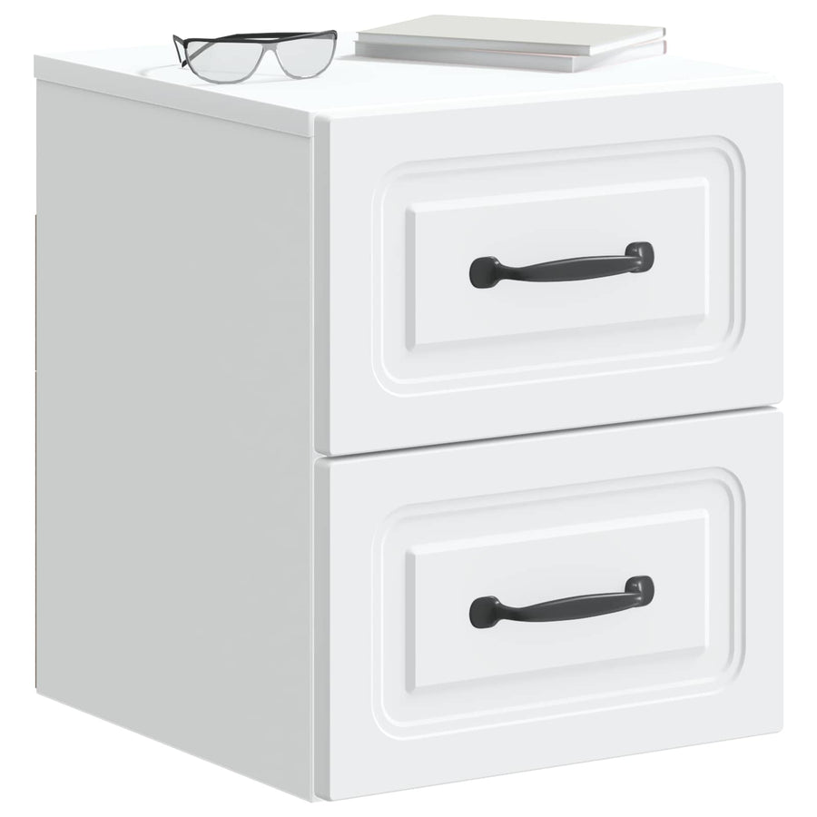 Wandbeugel Bedkast 2 pcs Wit 34,5 x 33 x 40 cm Bewerkt hout