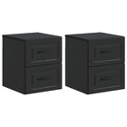 Nachtkastjes 2 stuks zwart 34,5x33x40 cm bewerkt hout