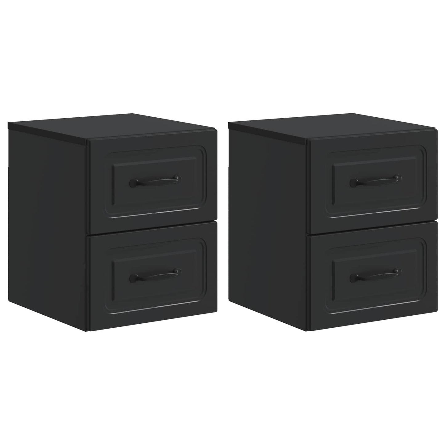 Wandbeugel Bedkast 2 pcs Zwart 34,5 x 33 x 40 cm Bewerkt hout