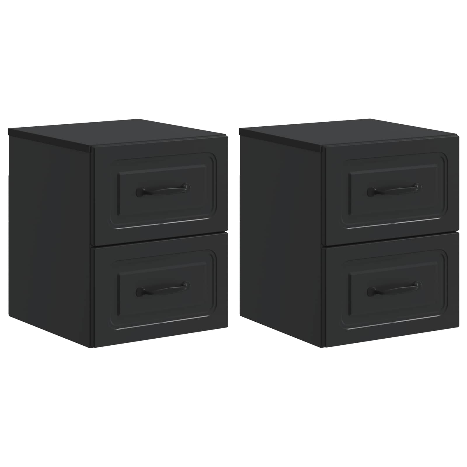 Wandbeugel Bedkast 2 pcs Zwart 34,5 x 33 x 40 cm Bewerkt hout