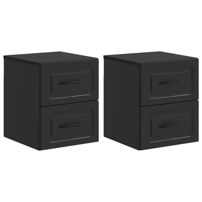 Wandbeugel Bedkast 2 pcs Zwart 34,5 x 33 x 40 cm Bewerkt hout