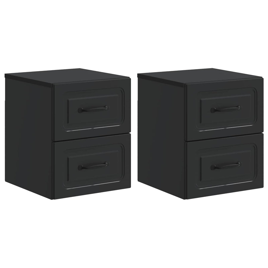 Wandbeugel Bedkast 2 pcs Zwart 34,5 x 33 x 40 cm Bewerkt hout