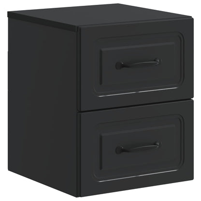 Wandbeugel Bedkast 2 pcs Zwart 34,5 x 33 x 40 cm Bewerkt hout