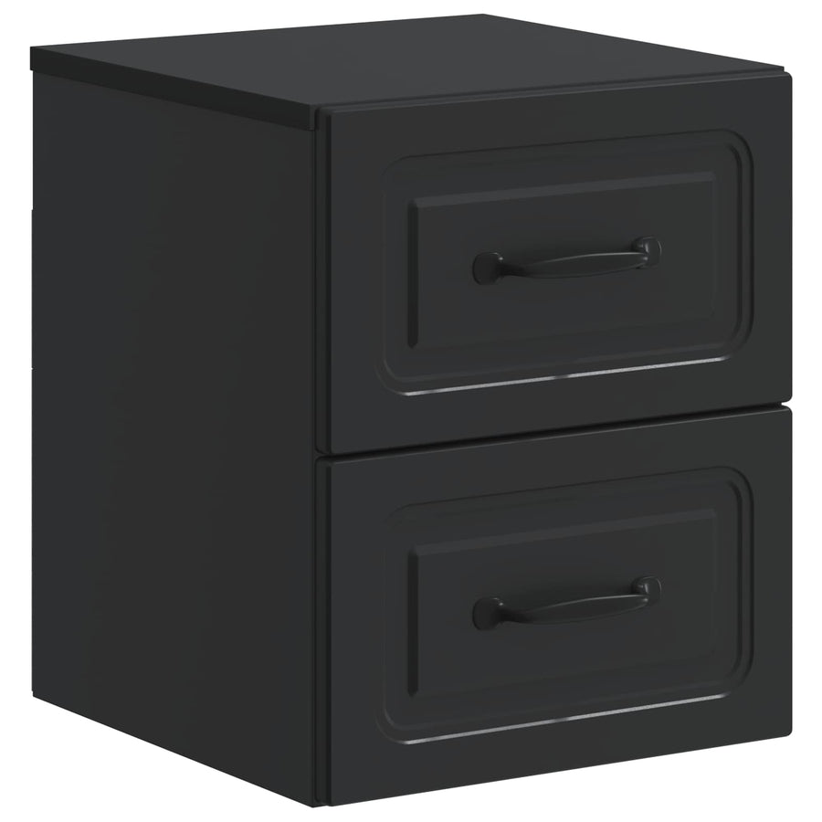 Wandbeugel Bedkast 2 pcs Zwart 34,5 x 33 x 40 cm Bewerkt hout