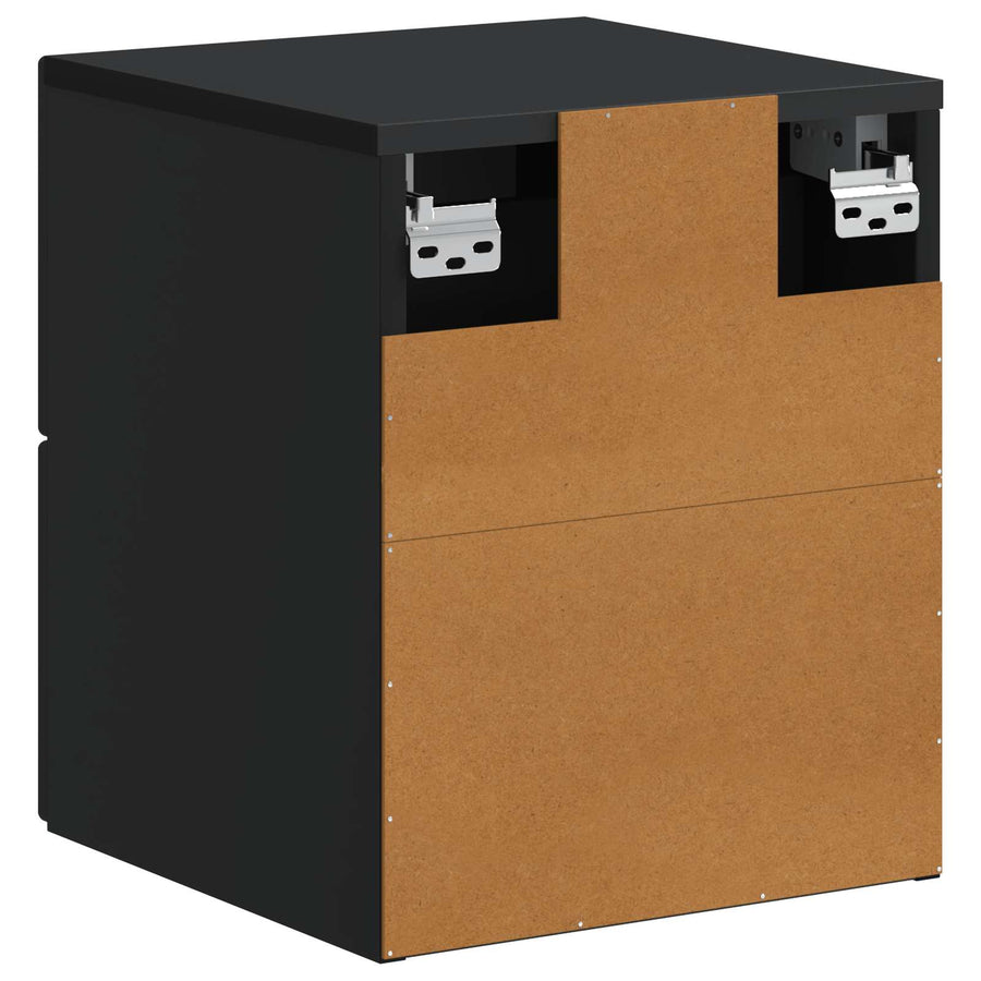 Wandbeugel Bedkast 2 pcs Zwart 34,5 x 33 x 40 cm Bewerkt hout