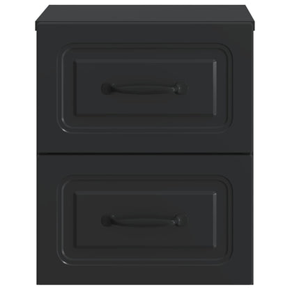 Wandbeugel Bedkast 2 pcs Zwart 34,5 x 33 x 40 cm Bewerkt hout