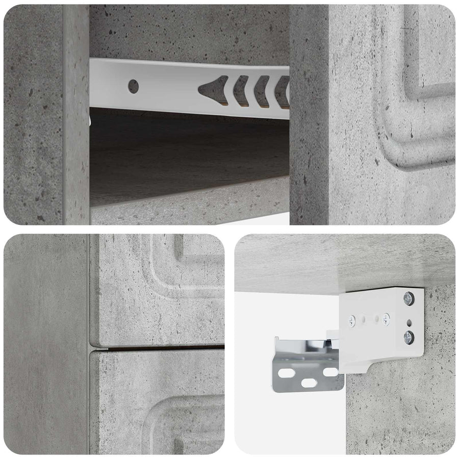 Wandbeugel Bedkast Betongrijs 34,5 x 33 x 40 cm Bewerkt hout