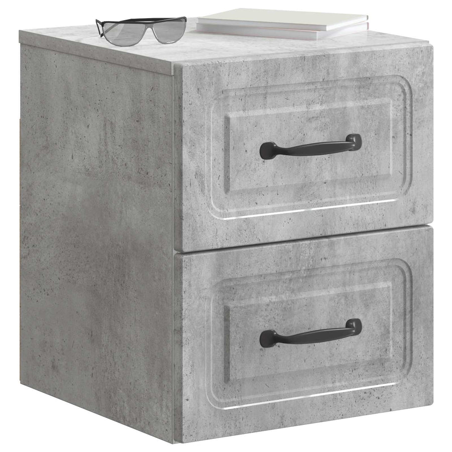 Wandbeugel Bedkast Betongrijs 34,5 x 33 x 40 cm Bewerkt hout