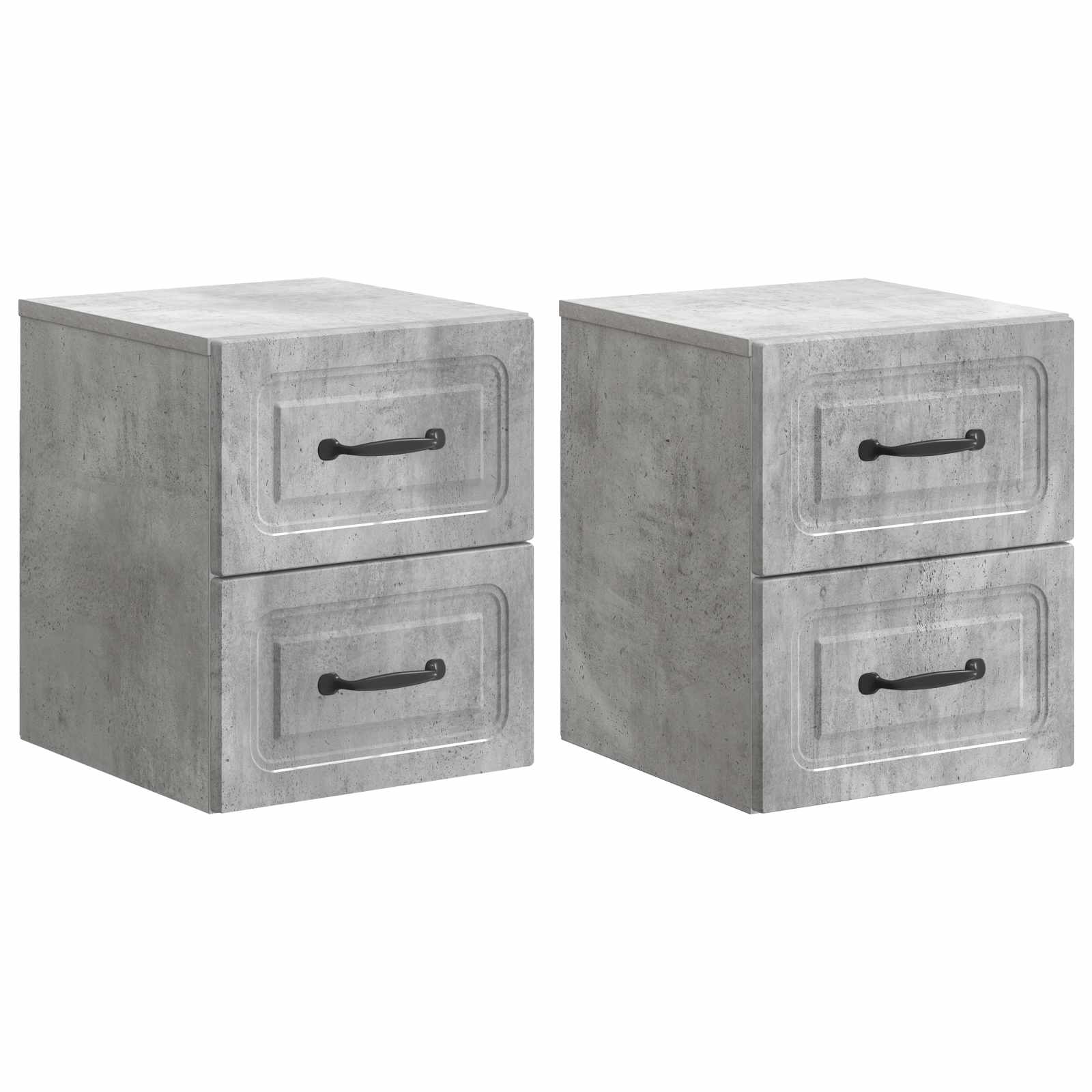 Wandbeugel Bedkast met lade 2 pcs Betongrijs 34,5 x 33 x 40 cm