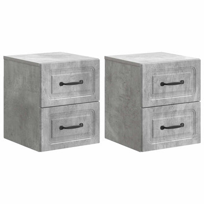 Wandbeugel Bedkast met lade 2 pcs Betongrijs 34,5 x 33 x 40 cm
