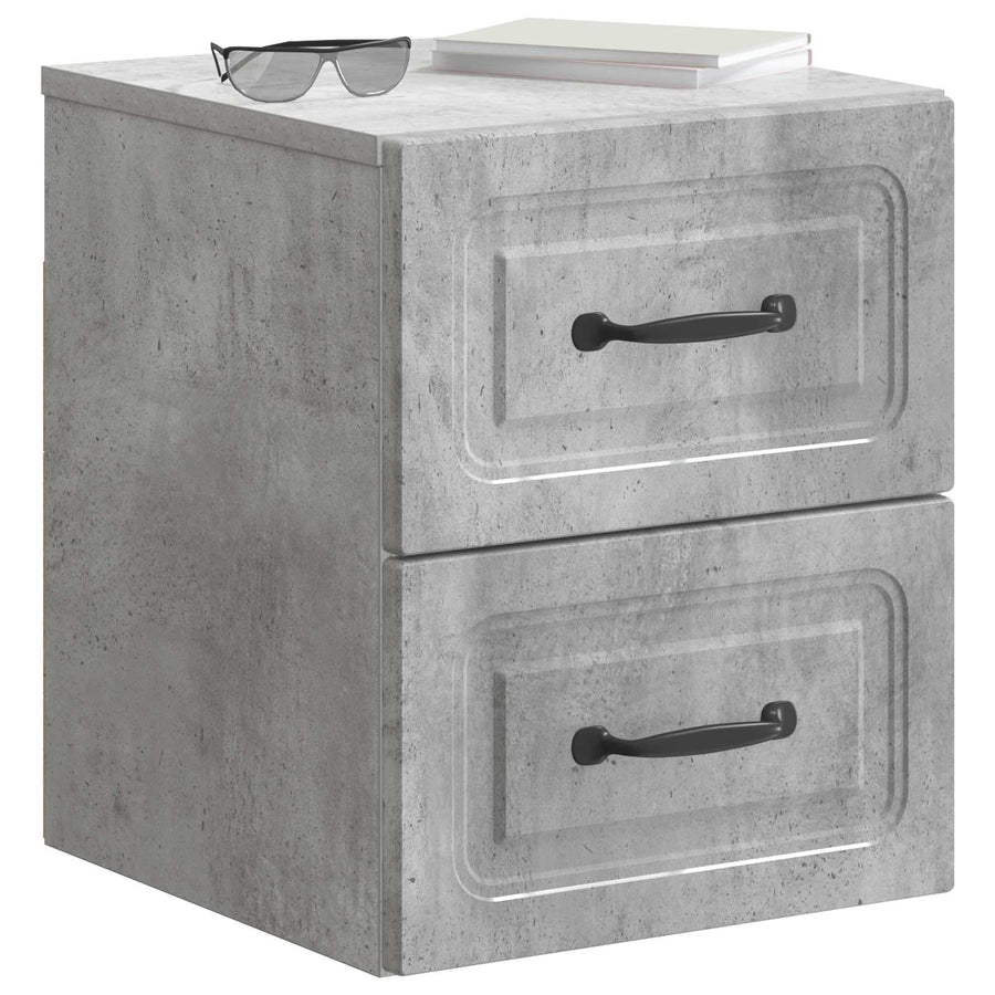 Wandbeugel Bedkast met lade 2 pcs Betongrijs 34,5 x 33 x 40 cm
