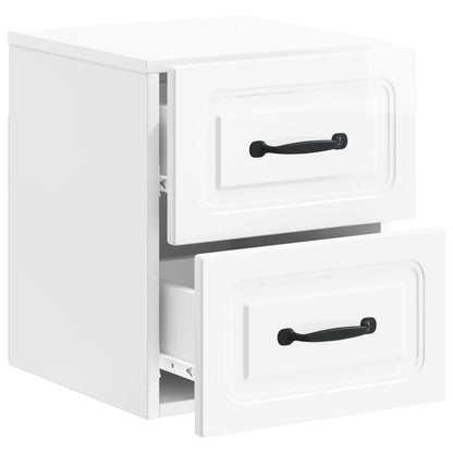 Wandbeugel Bedkast Hoogglans Wit 34,5 x 33 x 40 cm Bewerkt hout