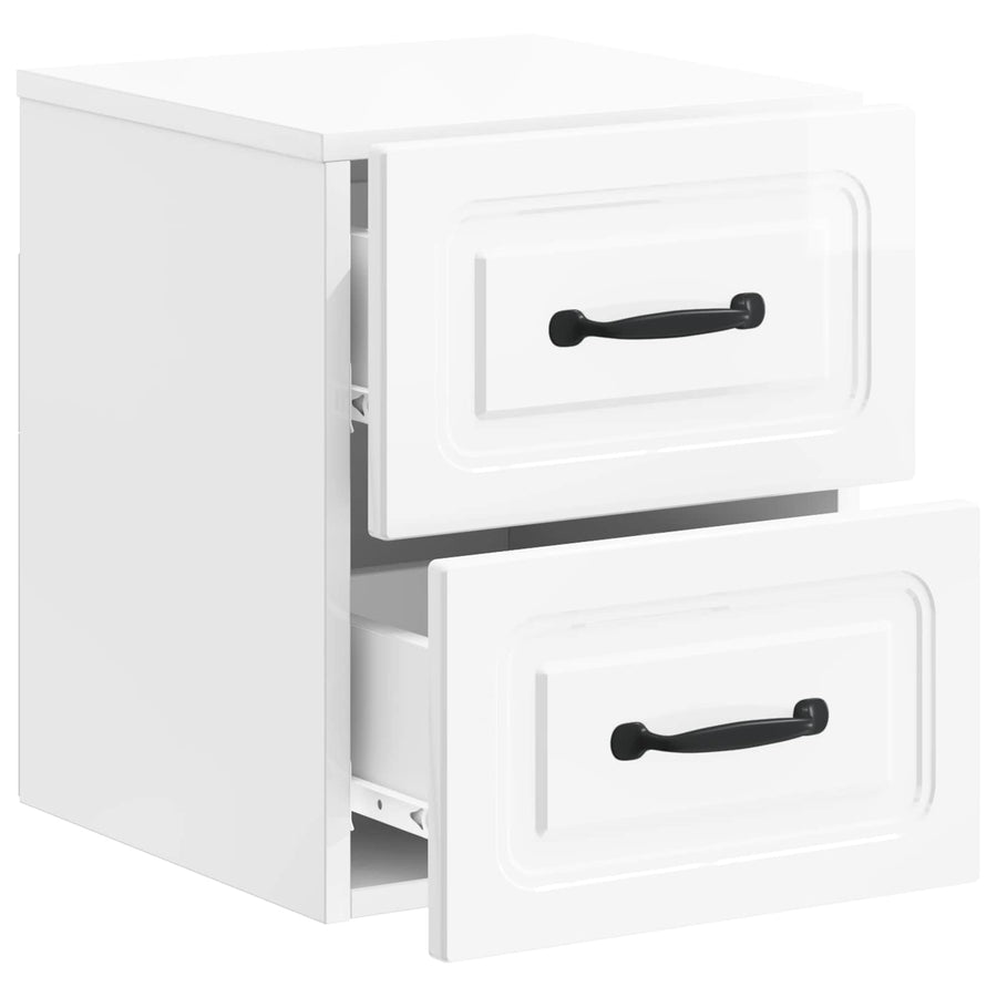 Wandbeugel Bedkast Hoogglans Wit 34,5 x 33 x 40 cm Bewerkt hout