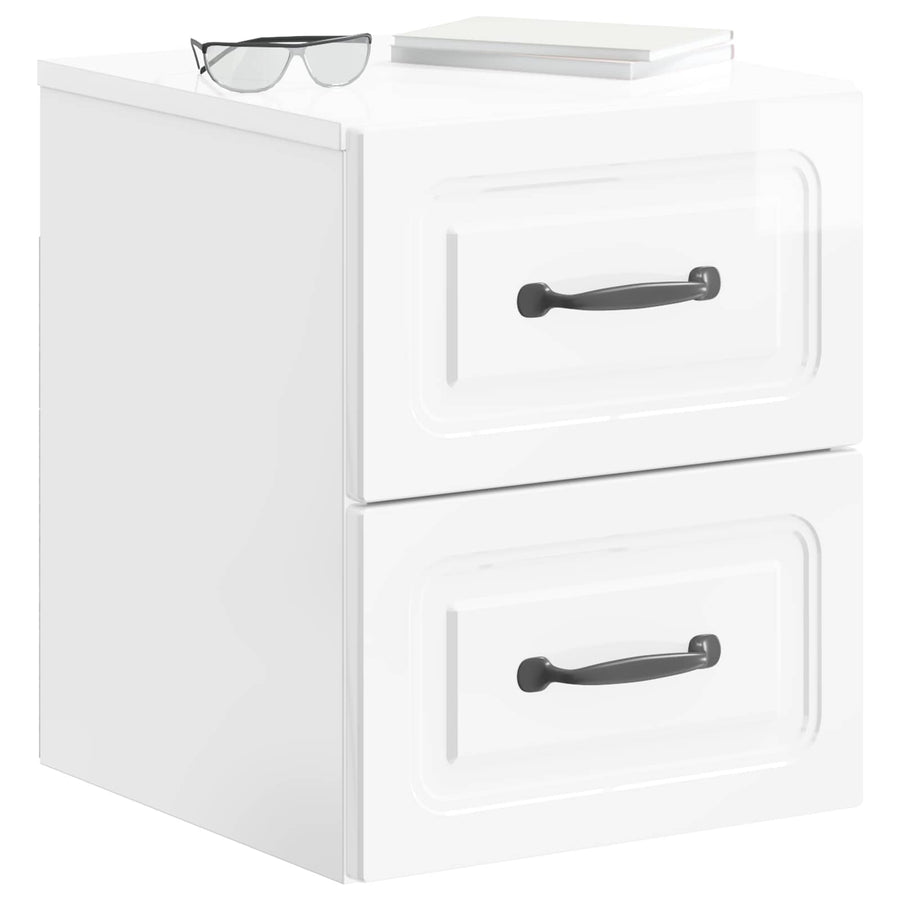 Wandbeugel Bedkast Hoogglans Wit 34,5 x 33 x 40 cm Bewerkt hout