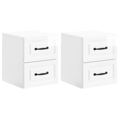Wandbeugel Bedkast 2 pcs Hoogglans Wit 34,5 x 33 x 40 cm