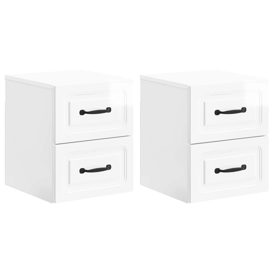 Wandbeugel Bedkast 2 pcs Hoogglans Wit 34,5 x 33 x 40 cm