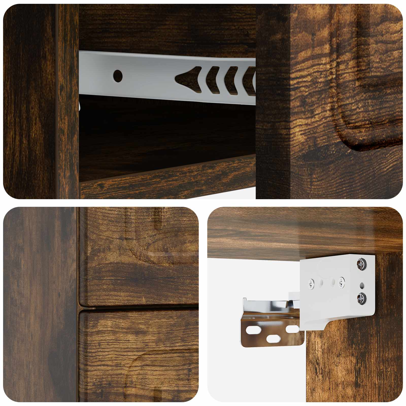 Wandbeugel Bedkast Gerookt eiken 34,5 x 33 x 40 cm Bewerkt hout