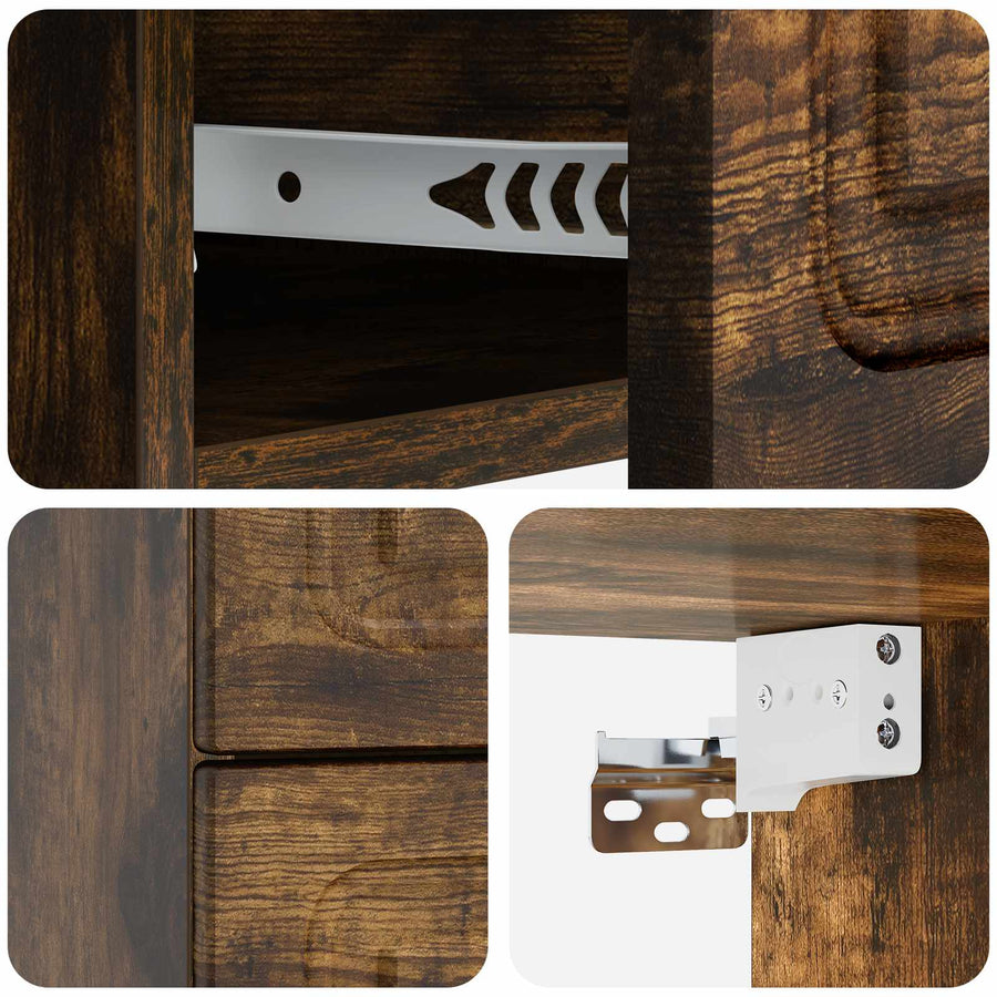 Wandbeugel Bedkast Gerookt eiken 34,5 x 33 x 40 cm Bewerkt hout