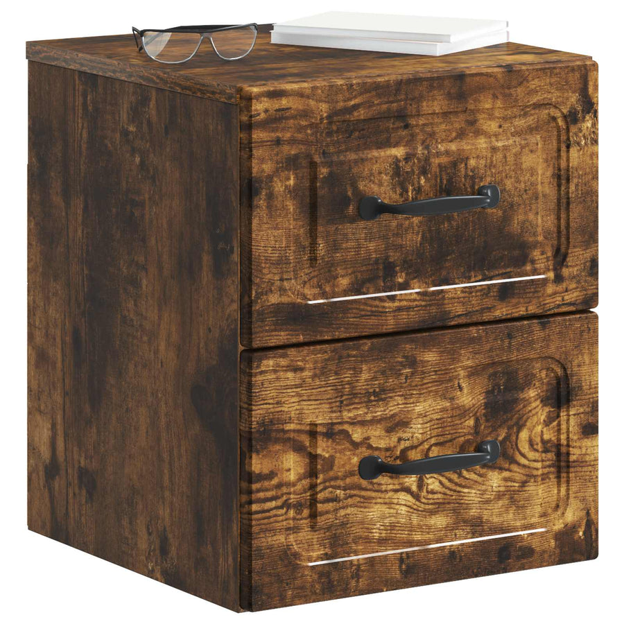Wandbeugel Bedkast Gerookt eiken 34,5 x 33 x 40 cm Bewerkt hout
