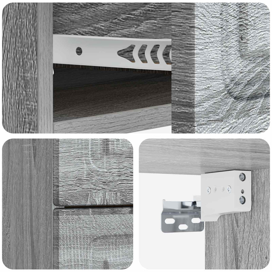 Wandbeugel Bedkast Grijs sonoma 34,5 x 33 x 40 cm Bewerkt hout