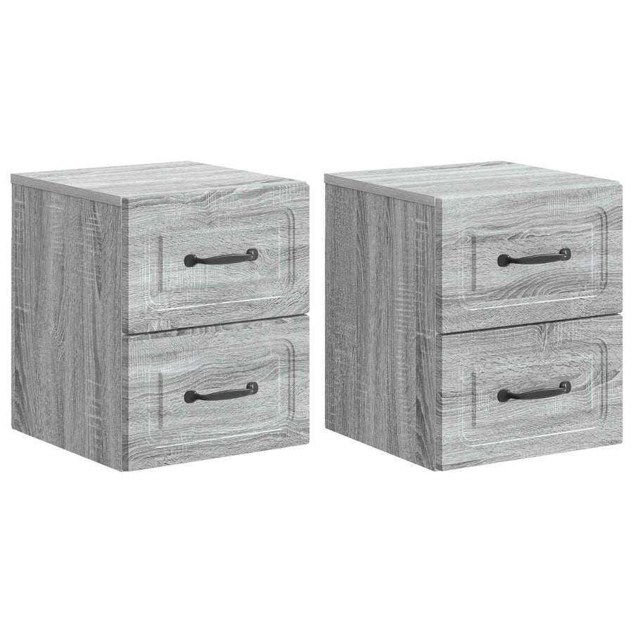 Wandbeugel Bedkast 2 pcs Grijs sonoma 34,5 x 33 x 40 cm
