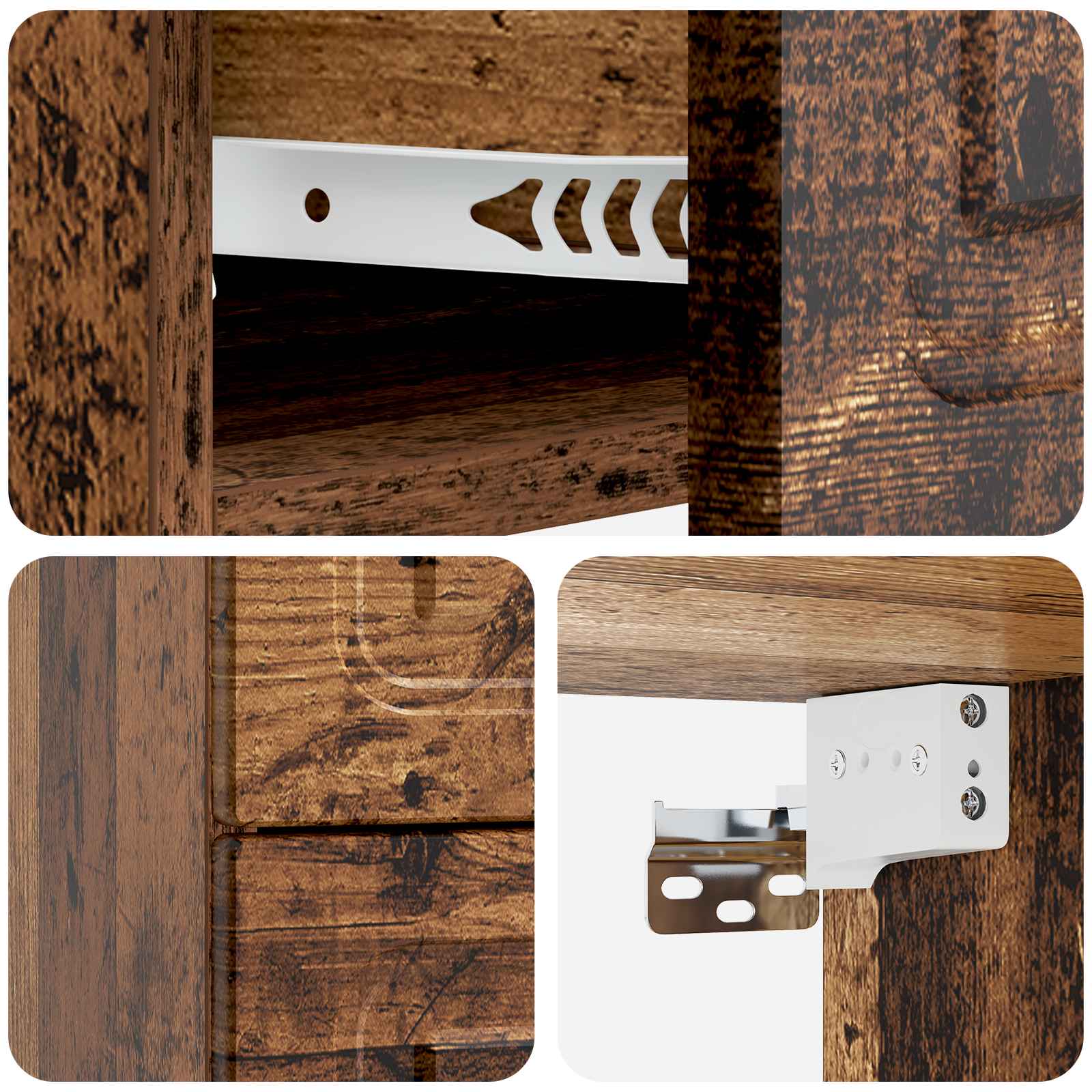 Wandbeugel Bedkast Oud hout 34,5 x 33 x 40 cm Bewerkt hout