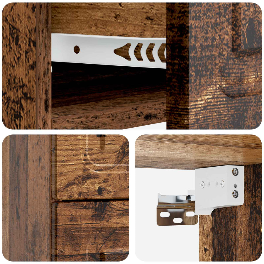 Wandbeugel Bedkast met lade 2 pcs Oud hout 34,5 x 33 x 40 cm