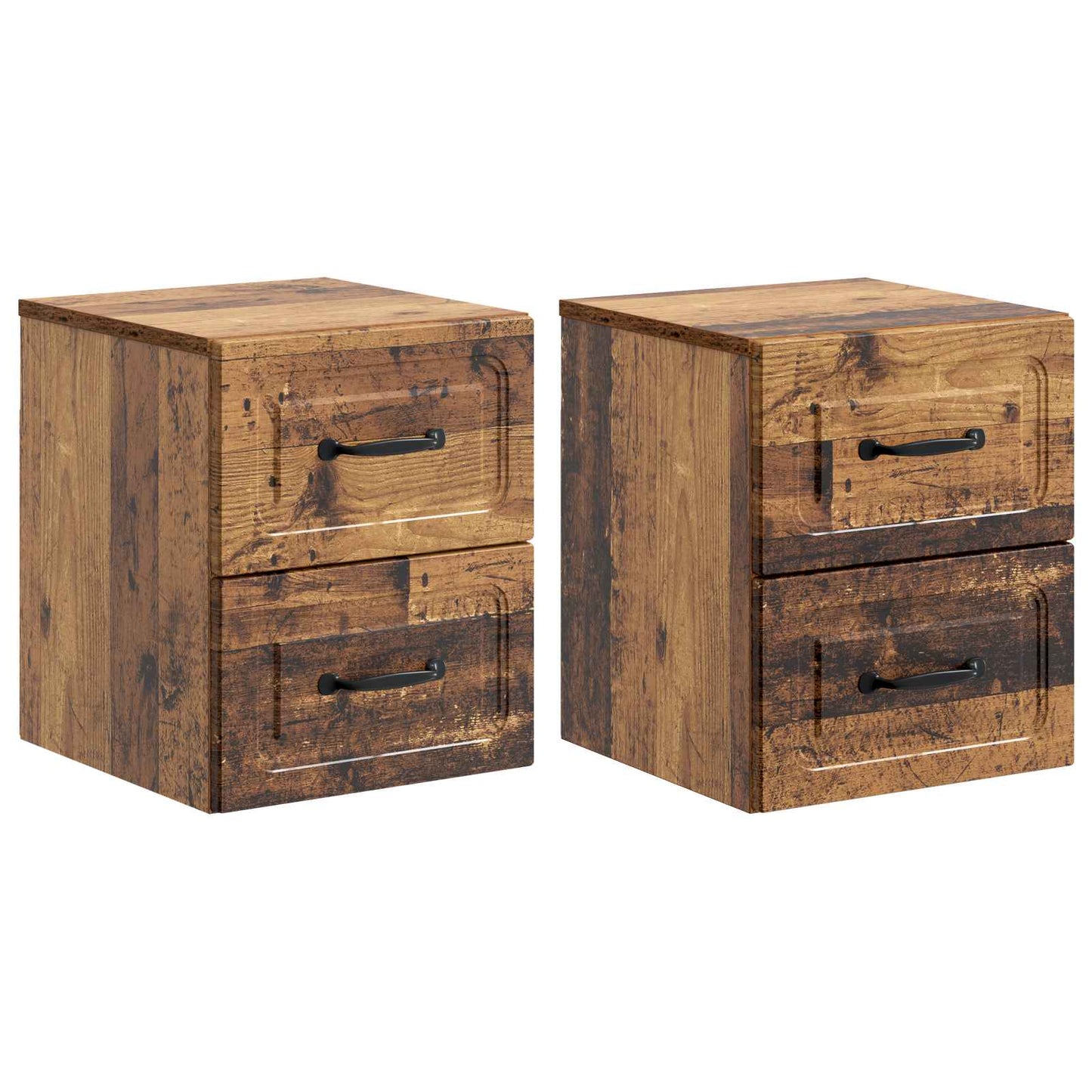 Wandbeugel Bedkast met lade 2 pcs Oud hout 34,5 x 33 x 40 cm
