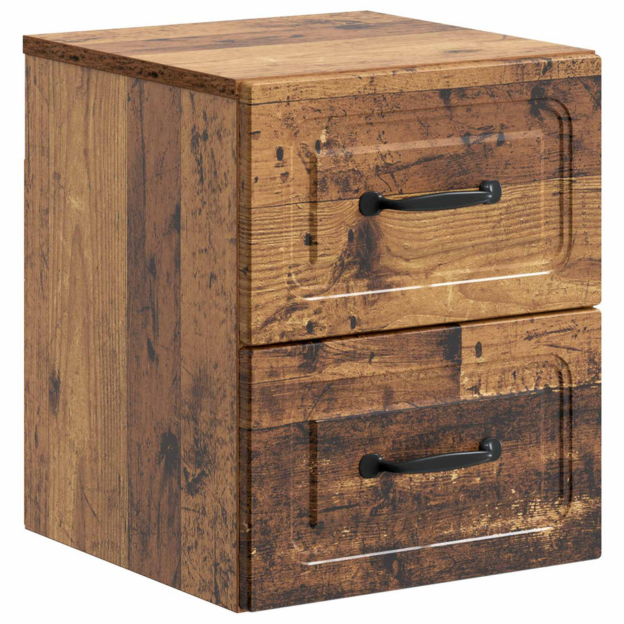Wandbeugel Bedkast met lade 2 pcs Oud hout 34,5 x 33 x 40 cm