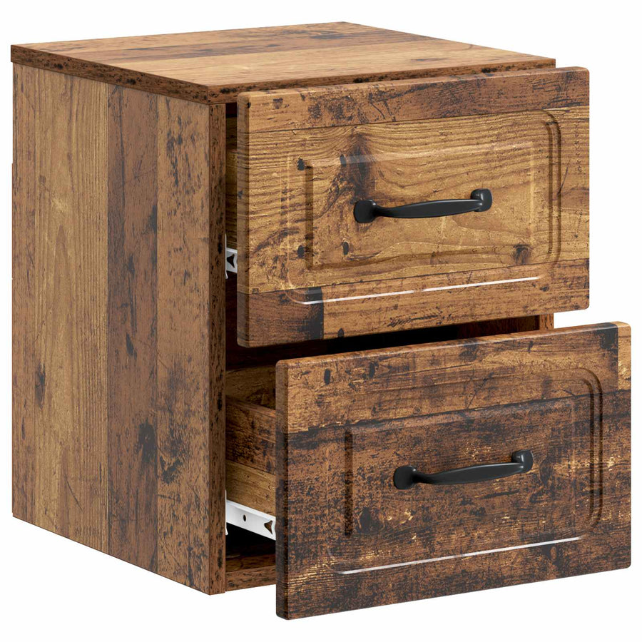 Wandbeugel Bedkast met lade 2 pcs Oud hout 34,5 x 33 x 40 cm