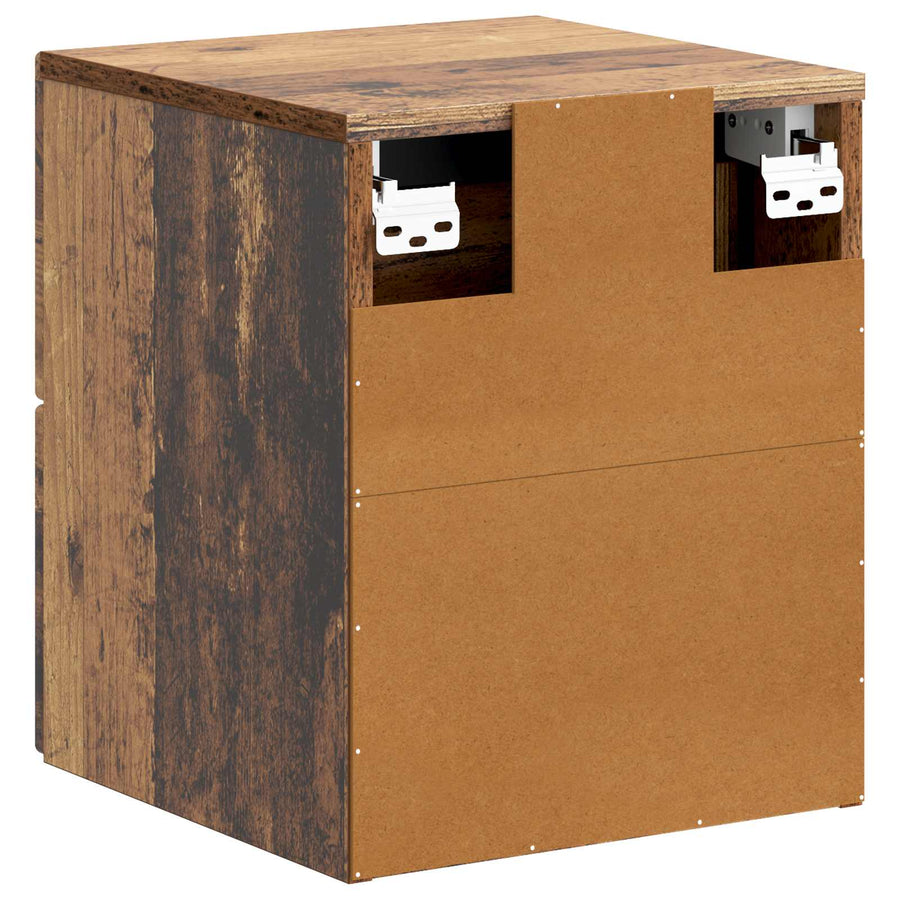 Wandbeugel Bedkast met lade 2 pcs Oud hout 34,5 x 33 x 40 cm