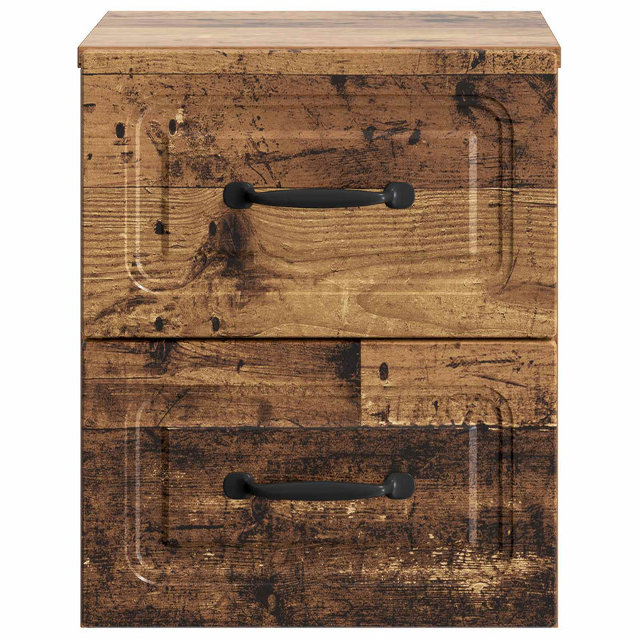 Wandbeugel Bedkast met lade 2 pcs Oud hout 34,5 x 33 x 40 cm