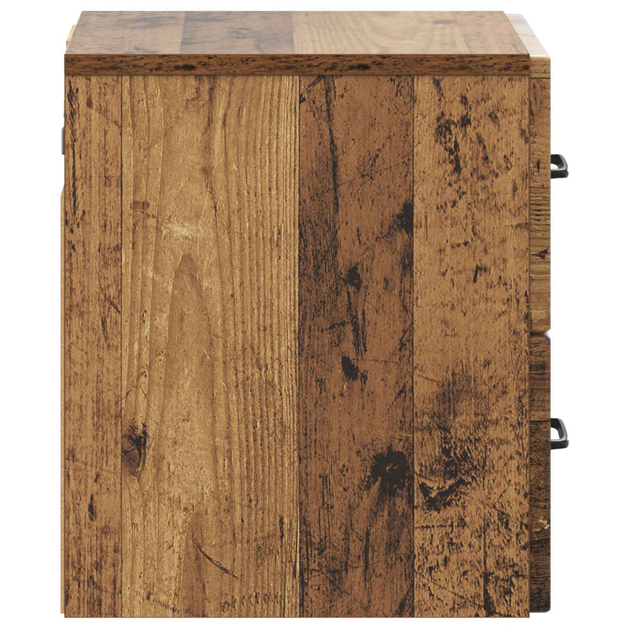 Wandbeugel Bedkast met lade 2 pcs Oud hout 34,5 x 33 x 40 cm