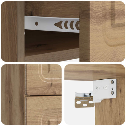 Wandbeugel Bedkast met lade Artisanaal eiken 34,5 x 33 x 40 cm