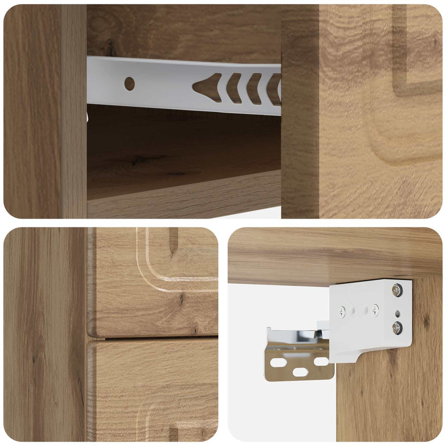 Wandbeugel Bedkast 2 pcs Artisanaal eiken 34,5 x 33 x 40 cm