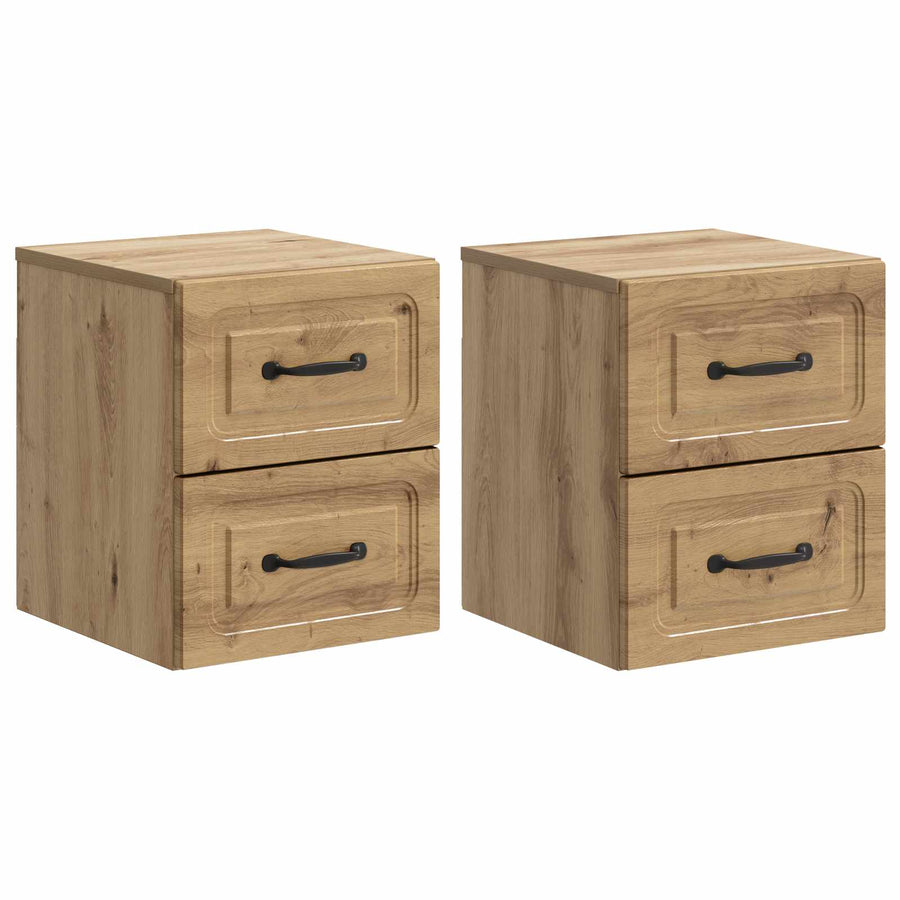 Wandbeugel Bedkast 2 pcs Artisanaal eiken 34,5 x 33 x 40 cm