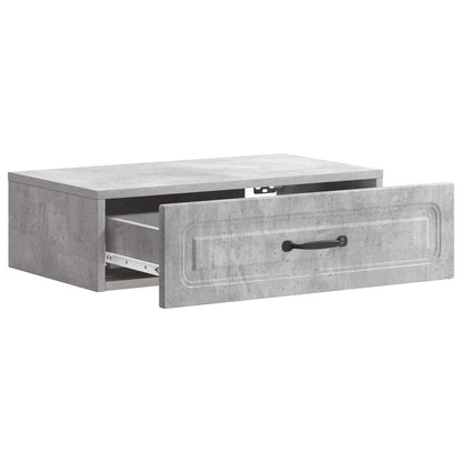 Wandmontage Zijtafel Betongrijs 59 x 34,5 x 17 cm Bewerkt hout