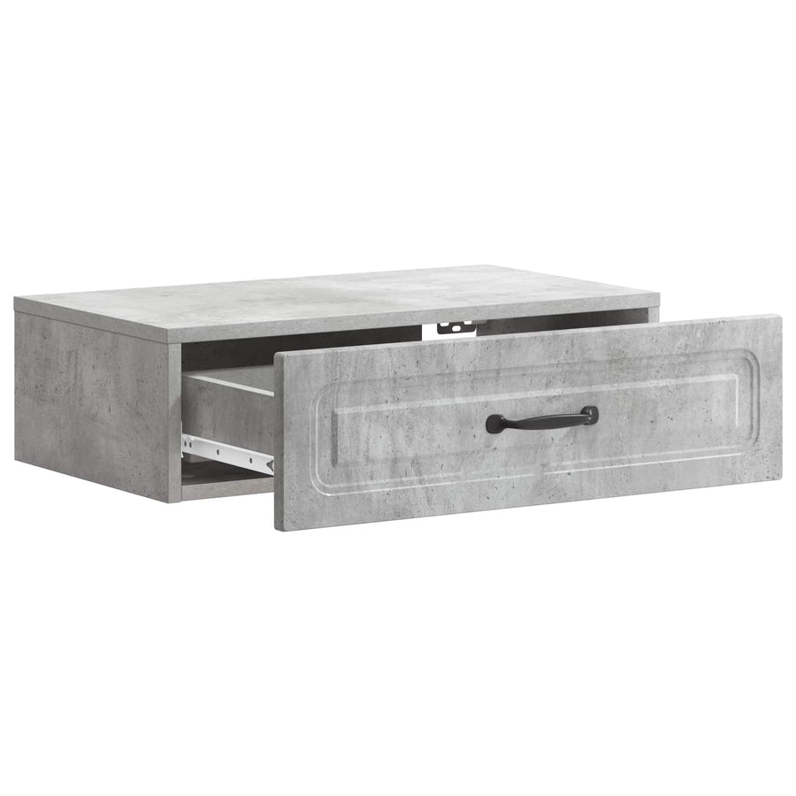Wandmontage Zijtafel Betongrijs 59 x 34,5 x 17 cm Bewerkt hout