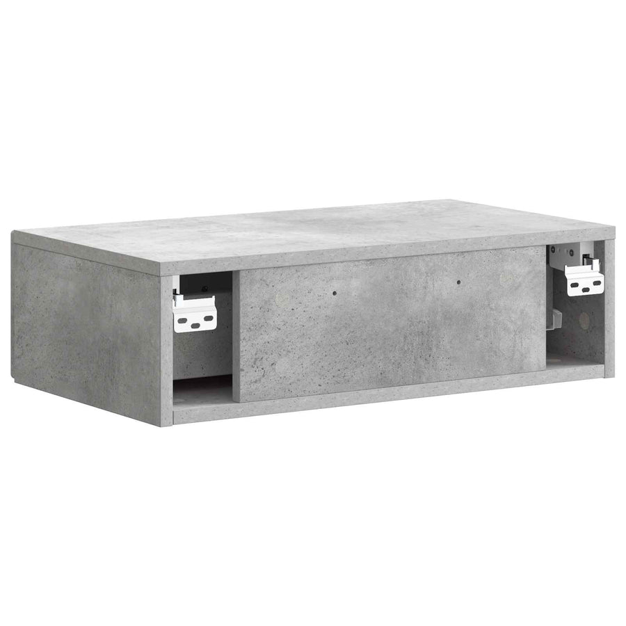 Wandmontage Zijtafel Betongrijs 59 x 34,5 x 17 cm Bewerkt hout