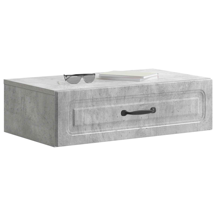 Wandmontage Zijtafel Betongrijs 59 x 34,5 x 17 cm Bewerkt hout
