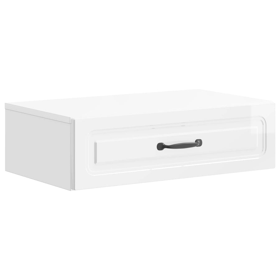 Wandmontage Zijtafel Hoogglans Wit 59 x 34,5 x 17 cm