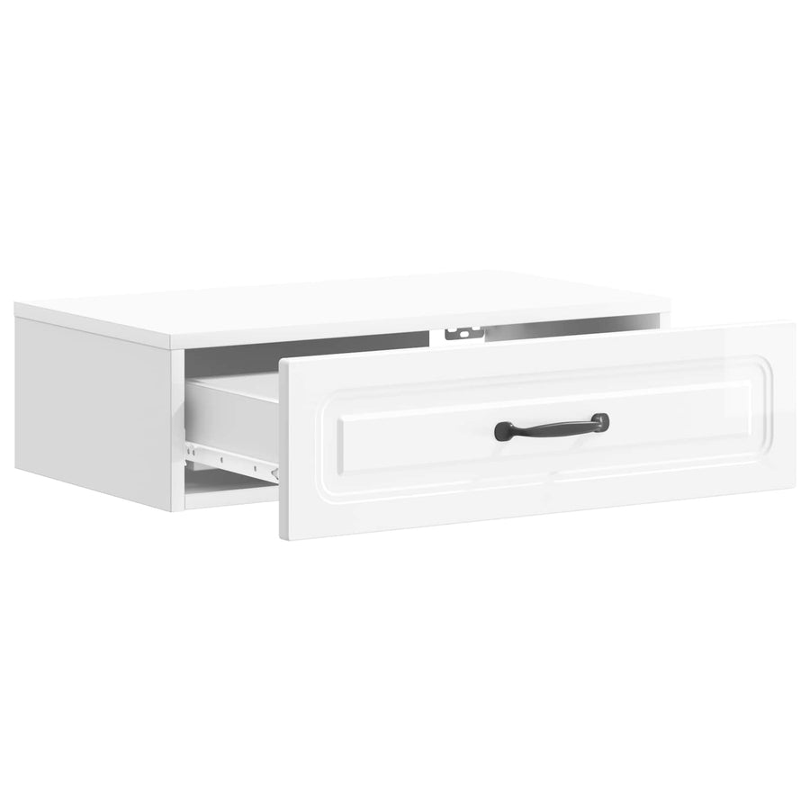 Wandmontage Zijtafel Hoogglans Wit 59 x 34,5 x 17 cm