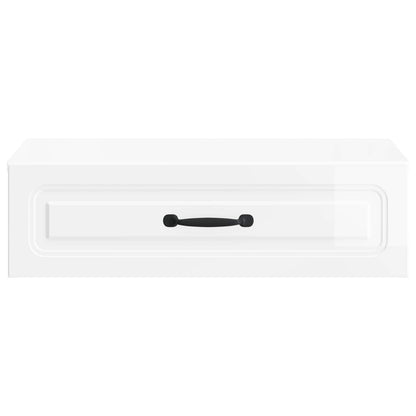 Wandmontage Zijtafel Hoogglans Wit 59 x 34,5 x 17 cm