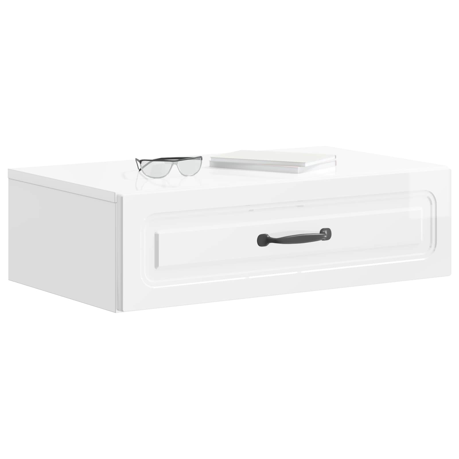 Wandmontage Zijtafel Hoogglans Wit 59 x 34,5 x 17 cm