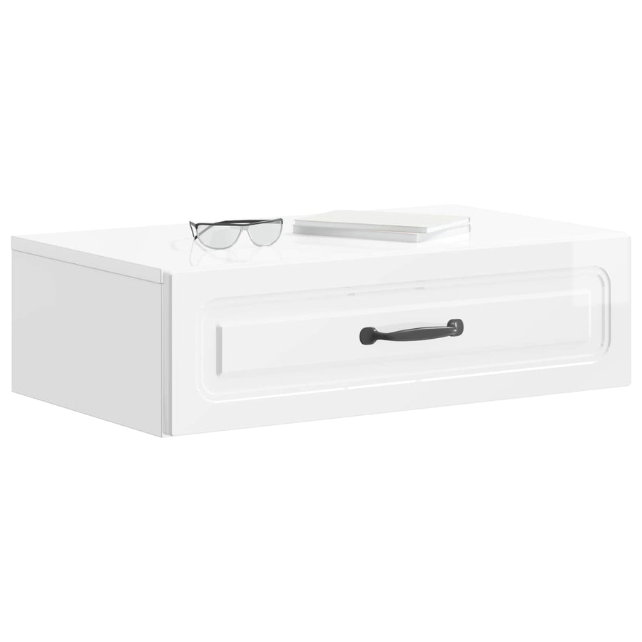 Wandmontage Zijtafel Hoogglans Wit 59 x 34,5 x 17 cm