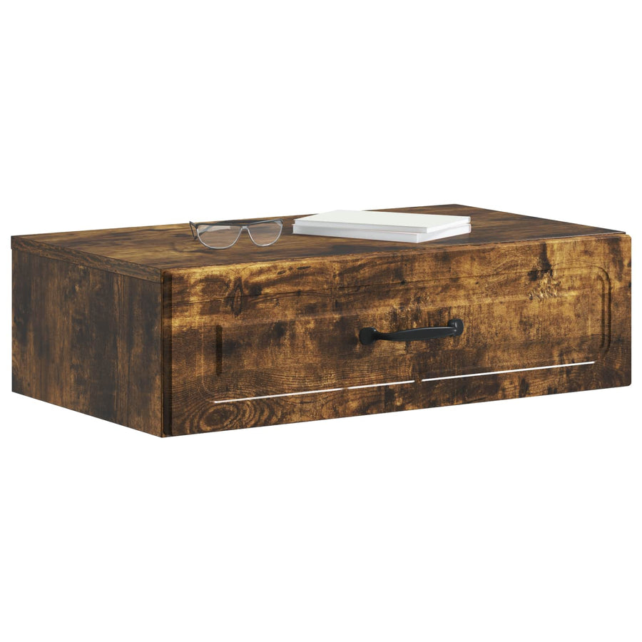 Wandmontage Zijtafel Gerookt eiken 59 x 34,5 x 17 cm